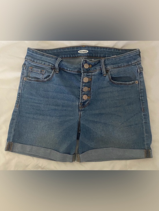 Old Navy Pants - Old Navy Blue Button-Fly Rolled Hem Denim Shorts